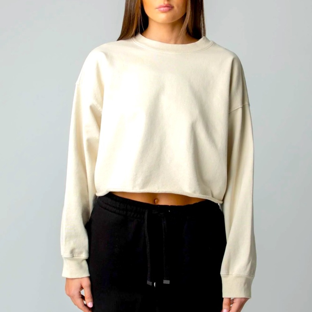 WOMENS Talentless Cream HEAVYWEIGHT CROPPED CREWNECK